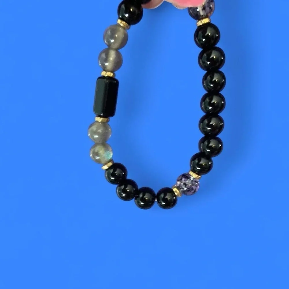 Black and grey beaded bracelet #goth #grunge